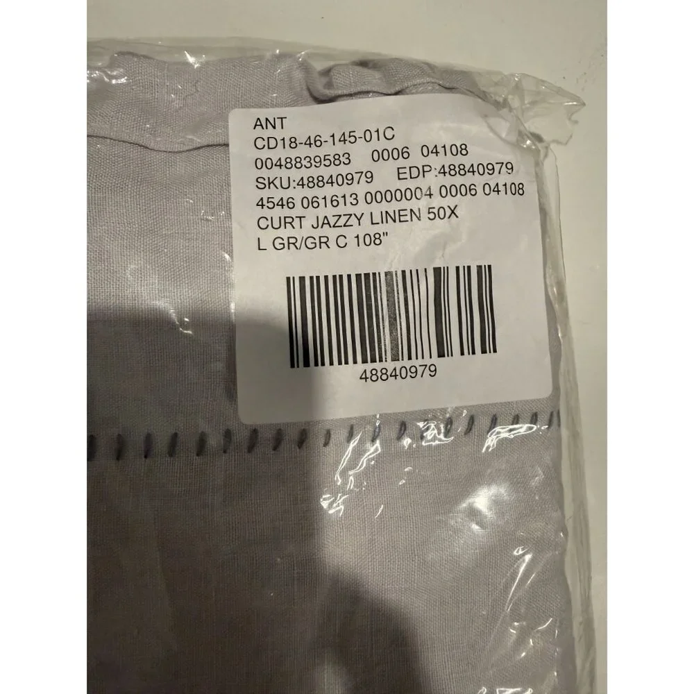NWT Anthropologie Jazzy Linen Light Grey Curtain Edge Stitch 50